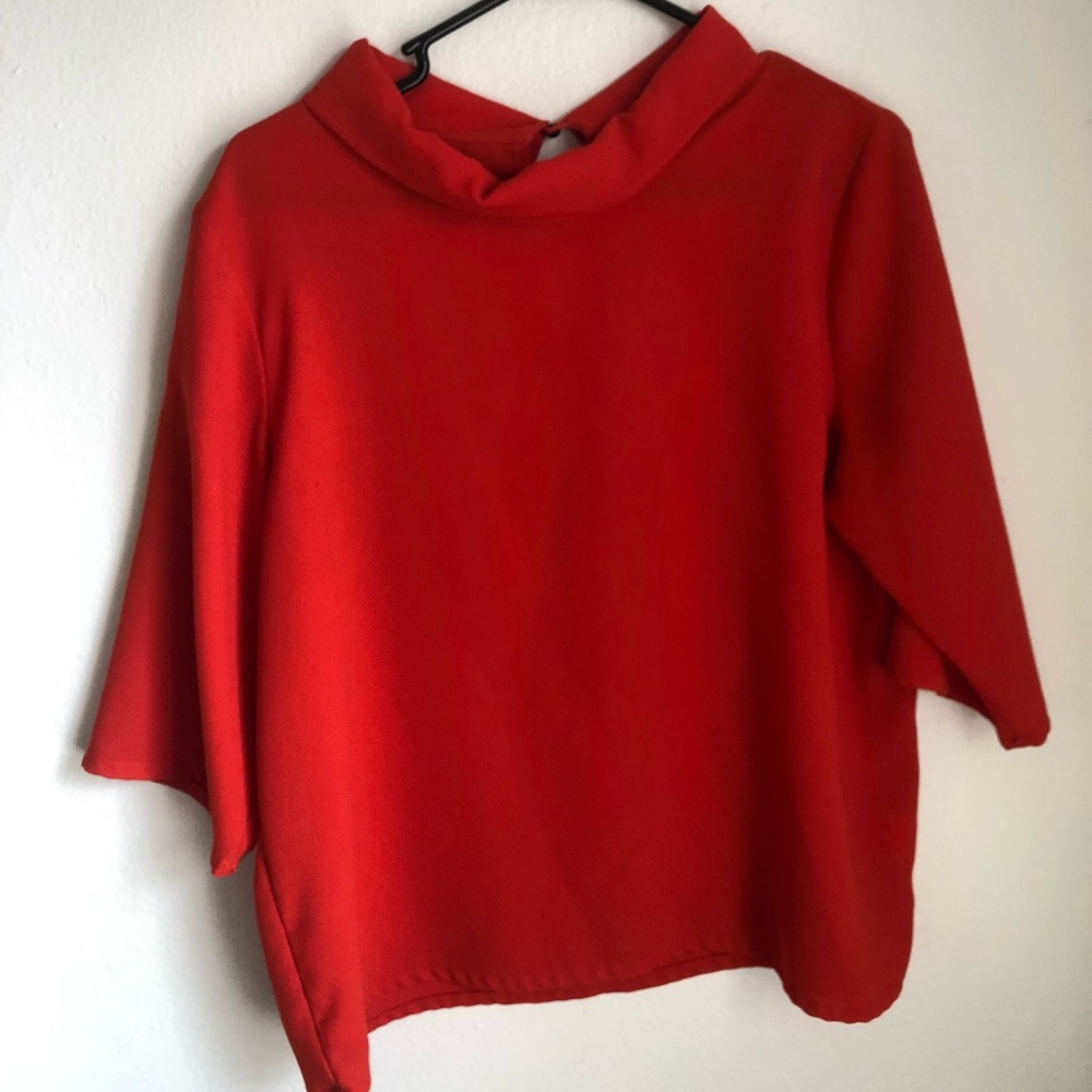 Red flowy blouse